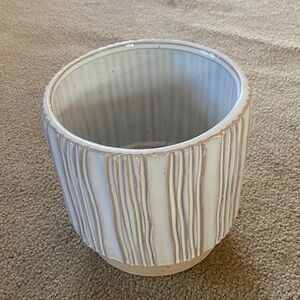 Textured White Ceramic Planter